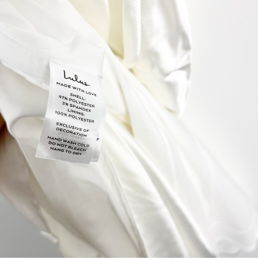 Lulus Blissful Memories White Satin Chain Strap Slip Midi Dress NWT Size Medium - Picture 4 of 7